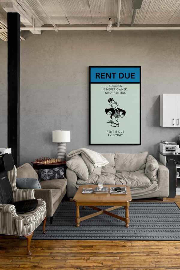 SUCCESS RENT  DUE MONOPOLY  Motivational and Inspirational wall art